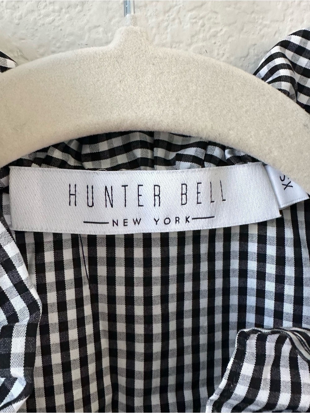 HUNTER BELL Gingham Black White Ruffle Blouse SZ XS - Picture 2 of 4